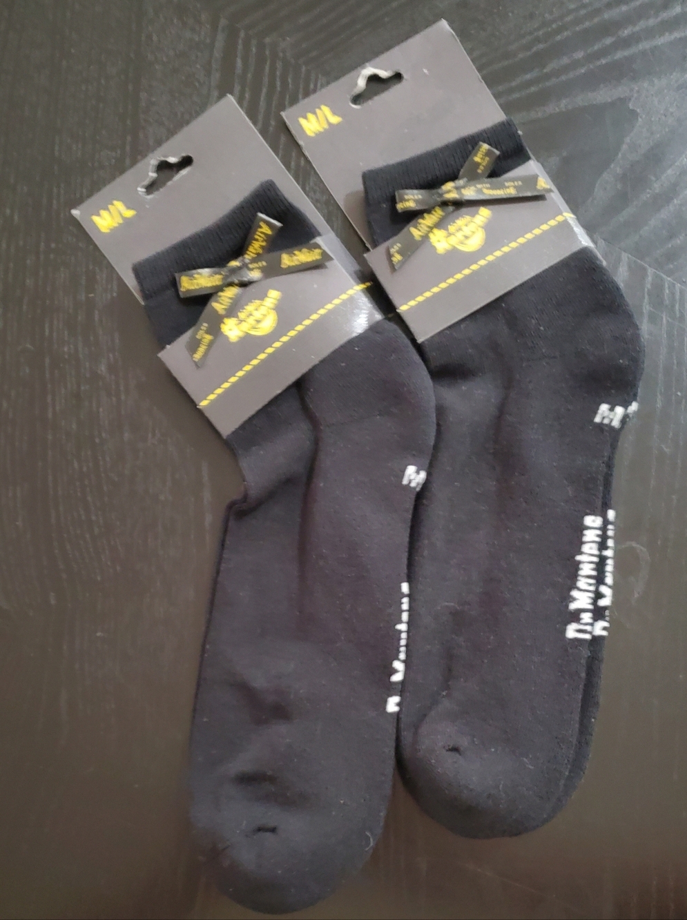 Two  pairs Dr Martens Air Wair Ankle Bow Organic Cotton Blend Socks Sz M/L black